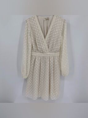 DVF Diane von Furstenberg Celia Ivory faux wrap surplice dress burn-out new 00